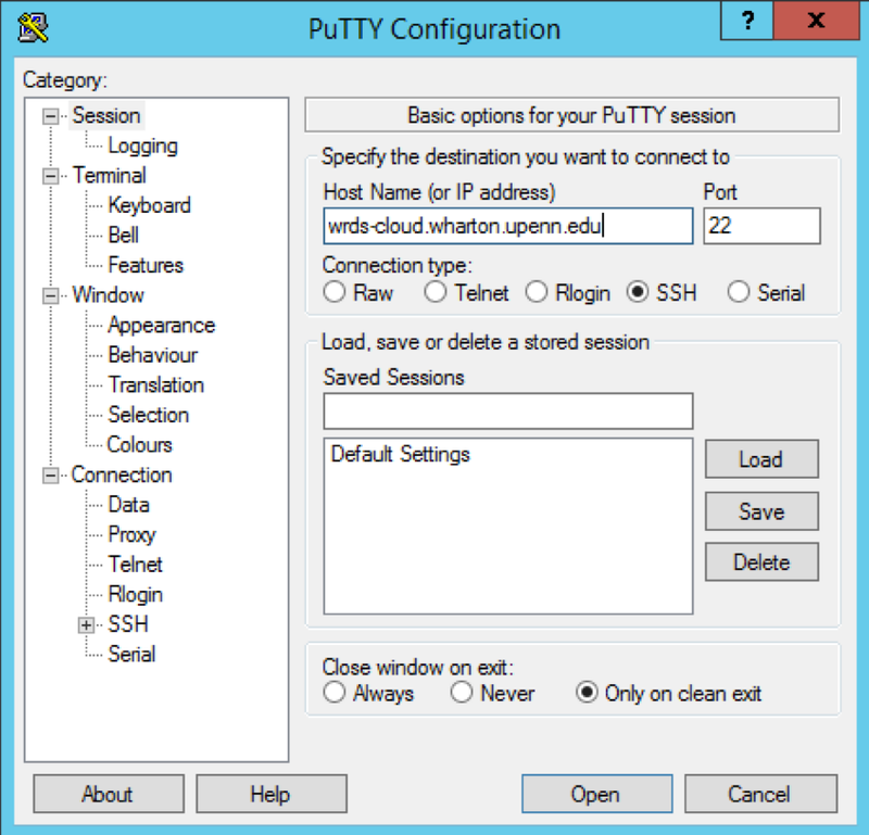 WRDS Cloud Putty Configuration